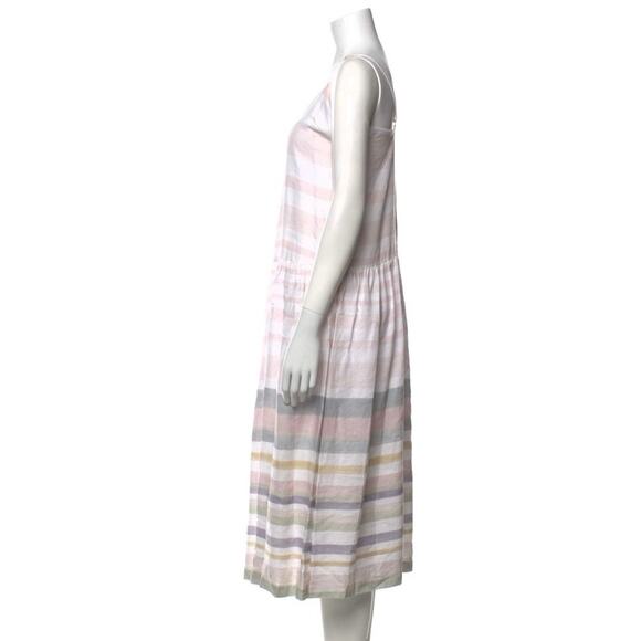 Mara Hoffman 100% Organic Linen Pink Striped Midi Dress Size 8 Sleeveless - Picture 7 of 9